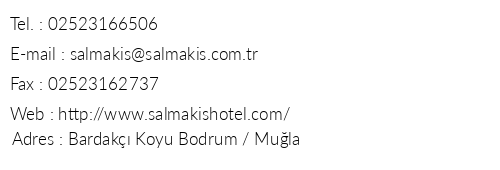 Salmakis Resort & Spa telefon numaralar, faks, e-mail, posta adresi ve iletiim bilgileri